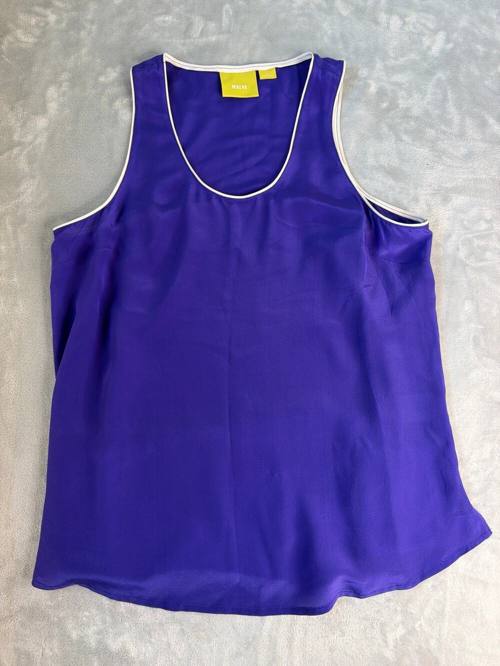 Anthropologie Maeve Silk Colorblock Tank Top size 12 purple white